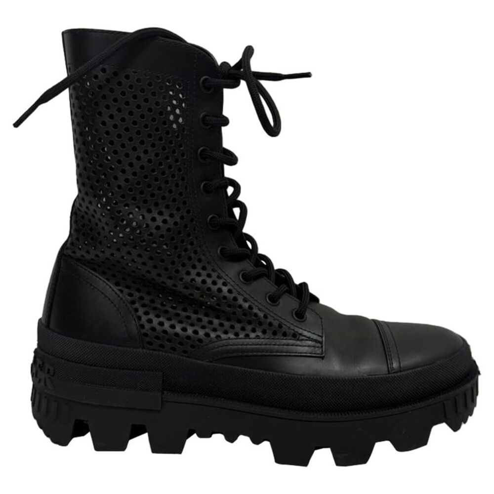 Moncler Carinne Perforated Ankle Boots in Black Leather